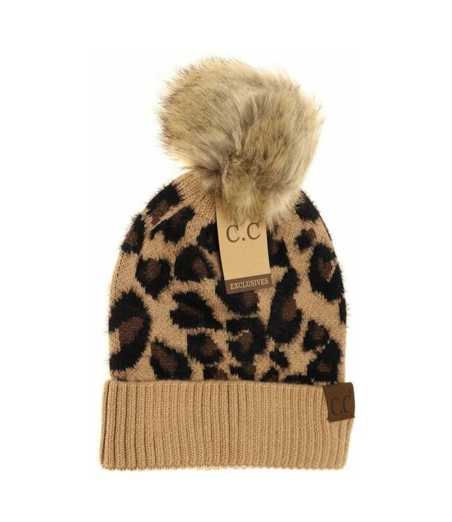 Leopard Pom Beanie