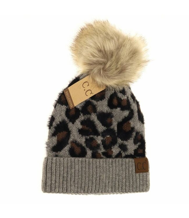 Leopard Pom Beanie