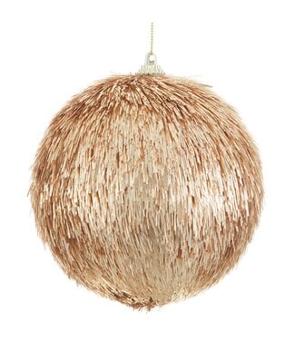 4.5" Tinsel Ball Ornament Gold