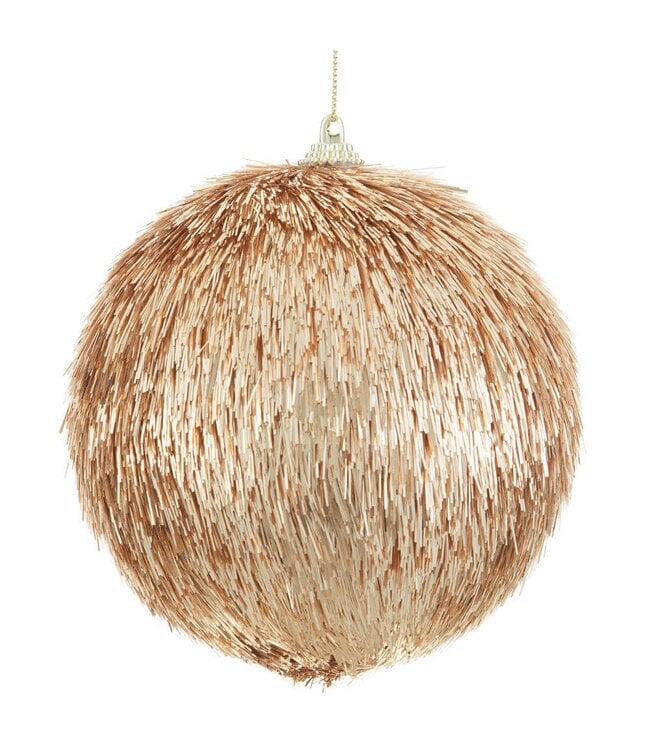 4.5" Tinsel Ball Ornament Gold