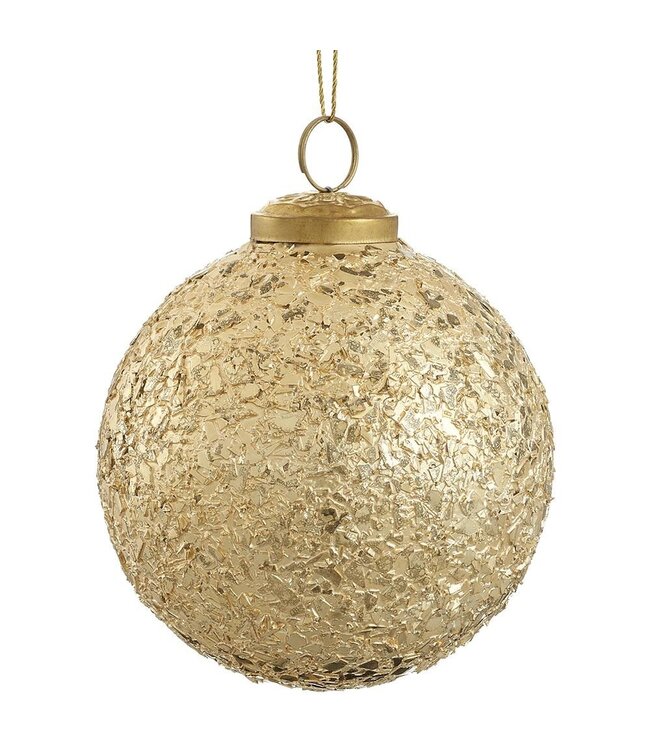 4.5" Gold Mosaic Glass Ball Ornament