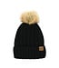 Cc Bold Faux Fur Accented Beanie - Black