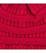 Cc Cable Knit Beanie with Faux Fur Pom - Hot Pink