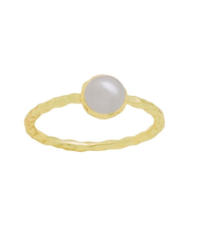 Round Pearl Gold Layers Ring
