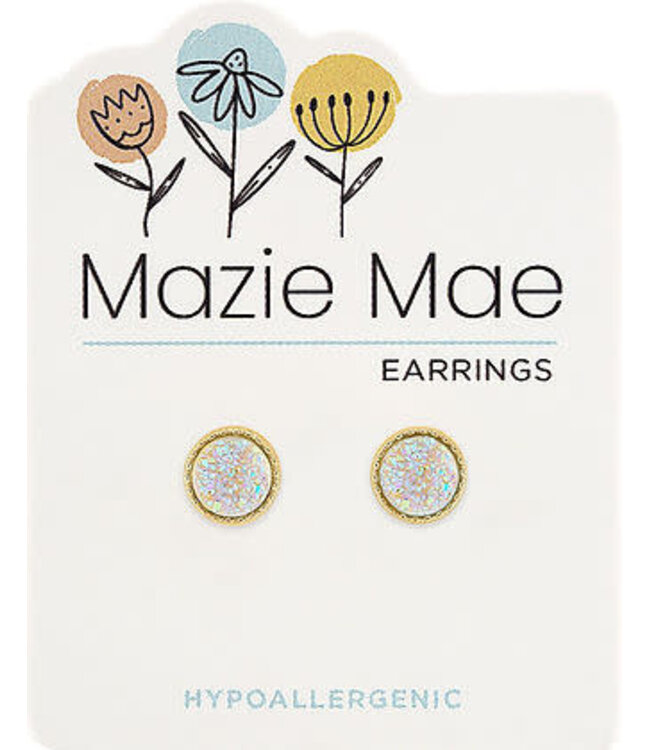 Gold Sparkling White Opal Stud Mazie Mae Earring