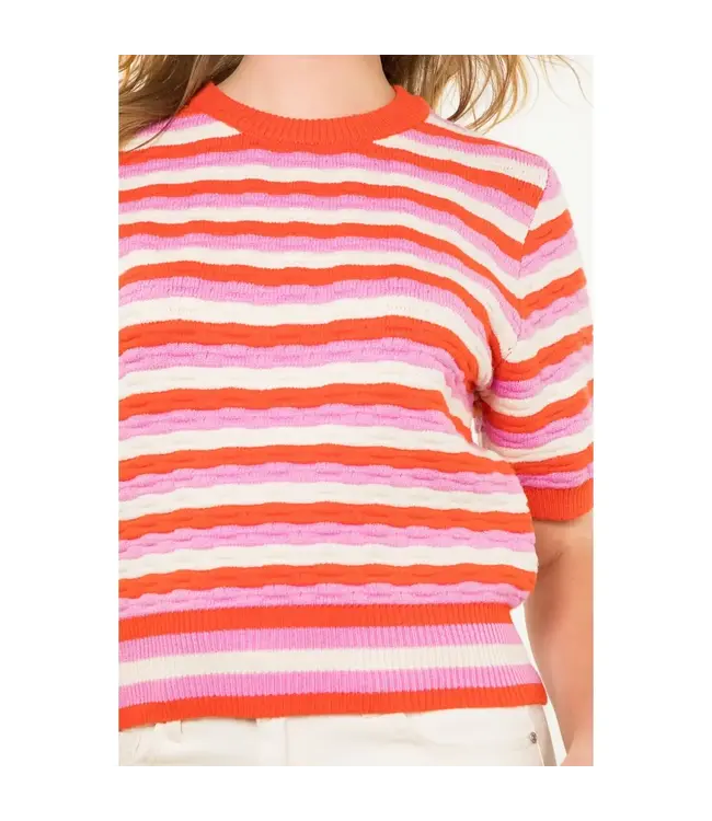 Sarah Short Sleeve Knit Pattern Top