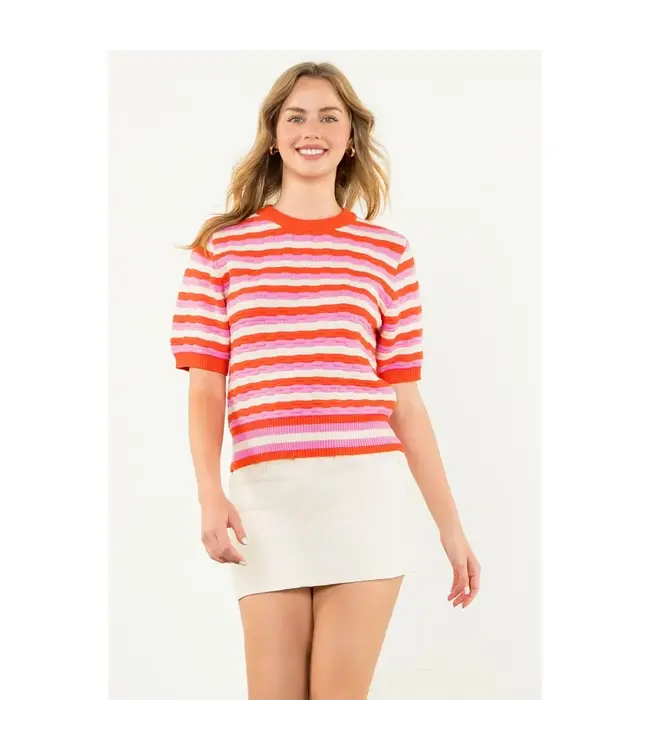 Sarah Short Sleeve Knit Pattern Top