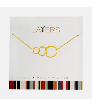Gold Trio Open Circles Layers Necklace