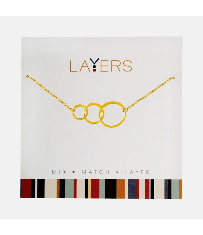 Gold Trio Open Circles Layers Necklace