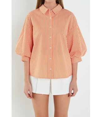 Janna Striped Balloon Sleeve Shirt