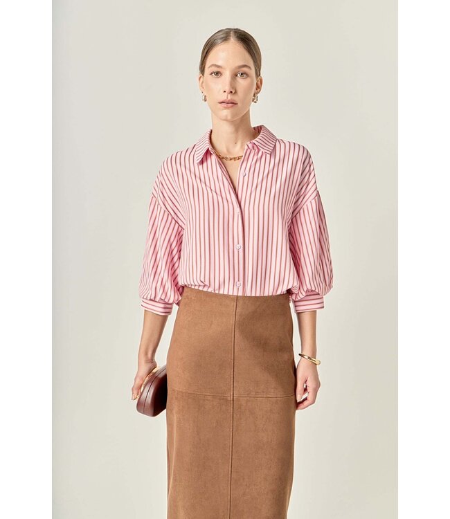 Janna Striped Balloon Sleeve Shirt