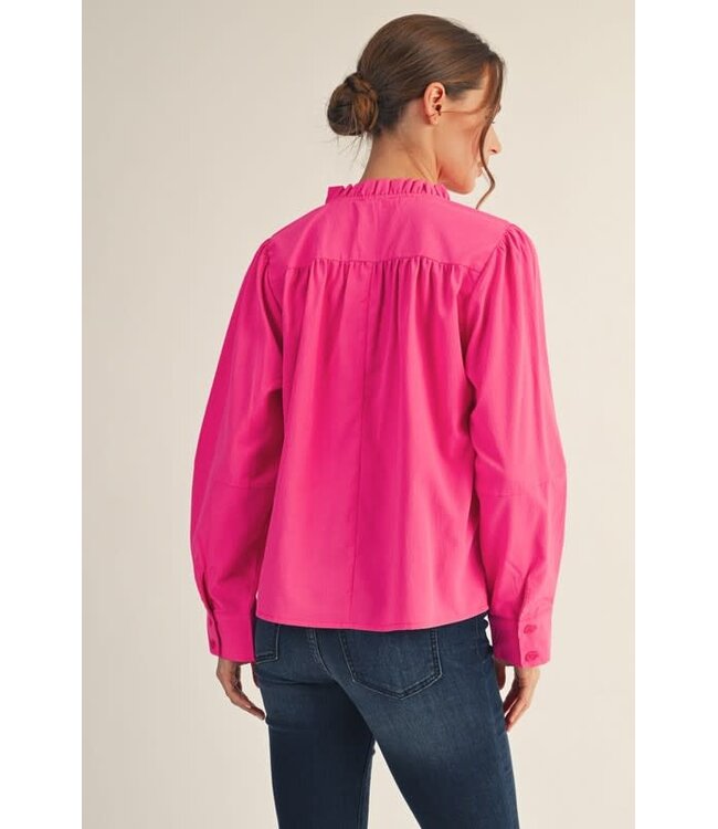 Avery Sleeve Pleat Detail Crinkled Solid Top