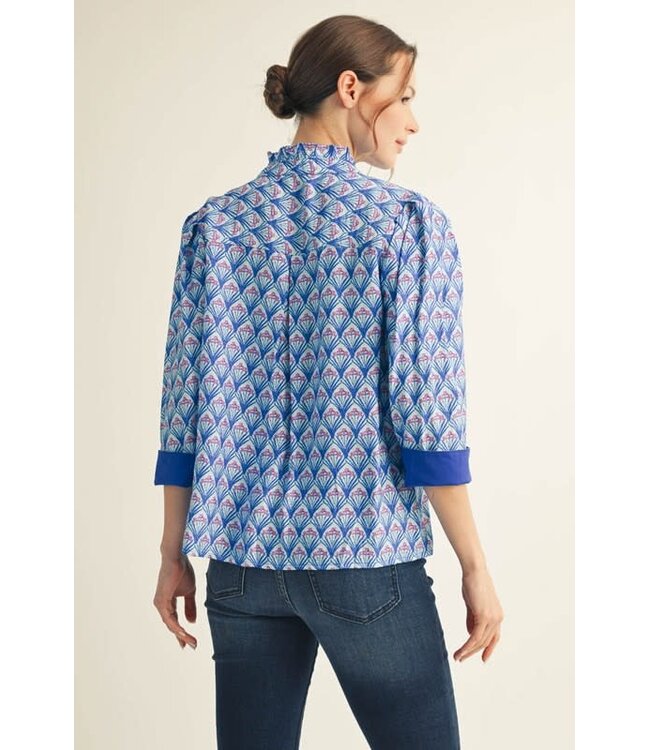 Abigail Solid Contrast Accent Boho Floral Top