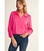 Mila Pearl Cuff Button Accent Satin Top