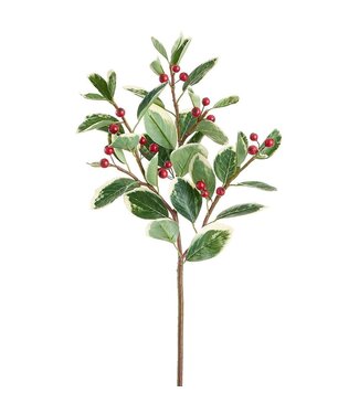 26" Berry Leaf Spray  Variegated Red