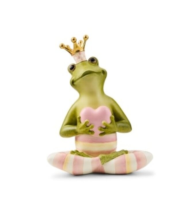 MACKENZIE CHILDS Rosy Fergal the Frog with Heart Decor