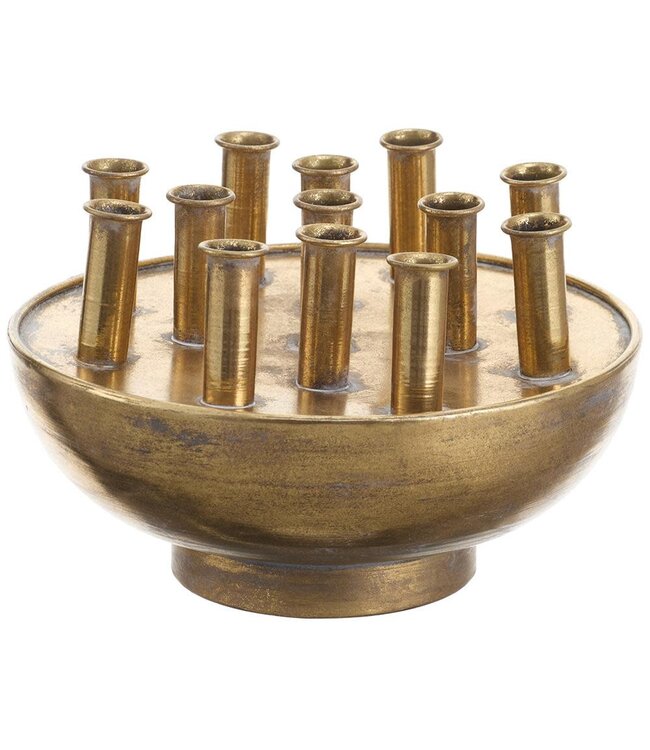 Metal Tulip Vase  Gold Antique