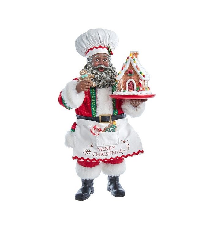 10.5" Fabriché African American Gingerbread Chef Santa
