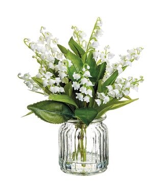 9 Inch Lily of The Valley in Glass Vase White