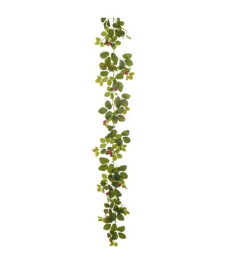 6' Strawberry/Real Touch Leaf Garland Green Red