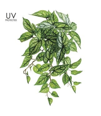 18" UV Protected PVC Peperomia Leaf Bush x9 Two Tone Green