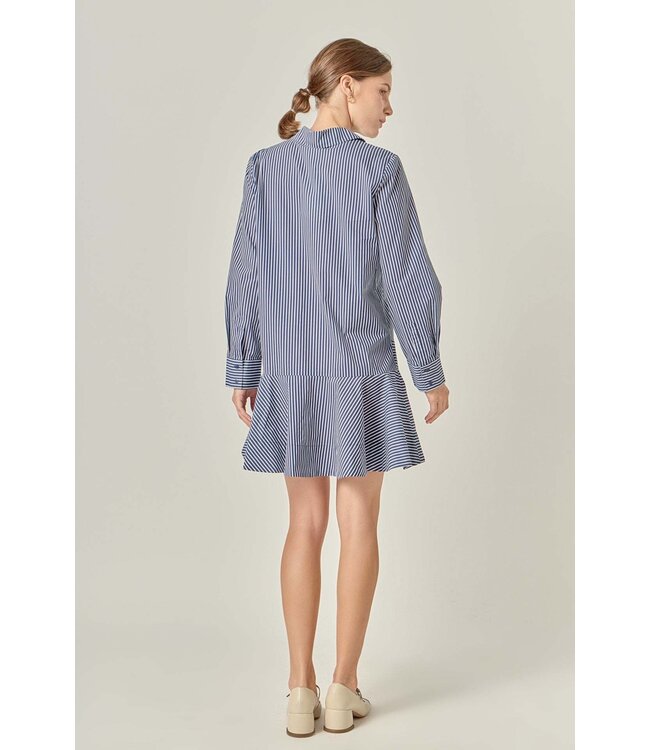 Elliana Stripe Collar Flared Skirt Dress