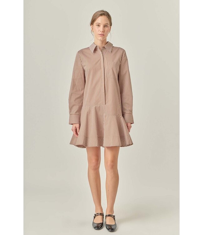 Elliana Stripe Collar Flared Skirt Dress