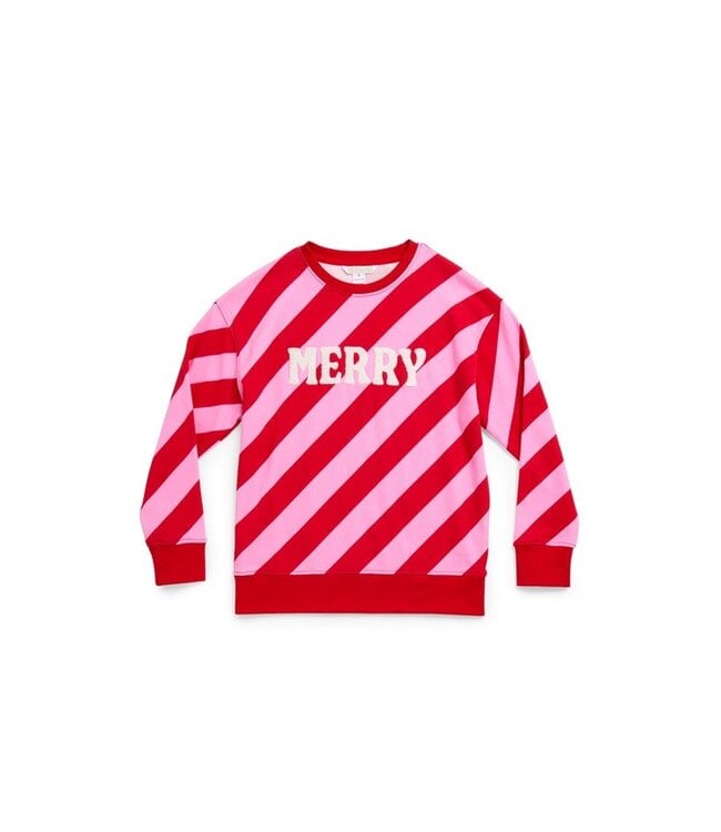 “Merry” Diagonal Striped Classic Sweatshirts