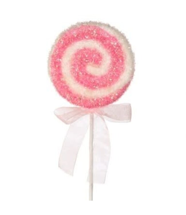 17" Sparkle Candy Swirl Disc W/Bow Lollipop