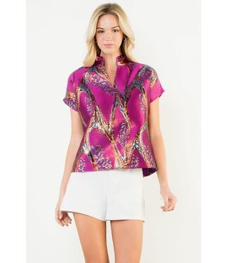 Ella Short Sleeve Vibrant Pattern Top