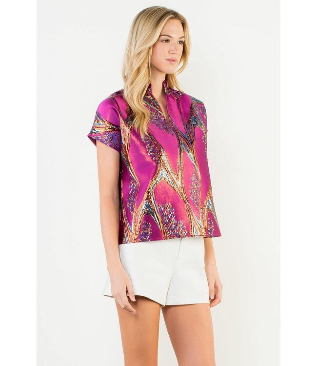 Ella Short Sleeve Vibrant Pattern Top