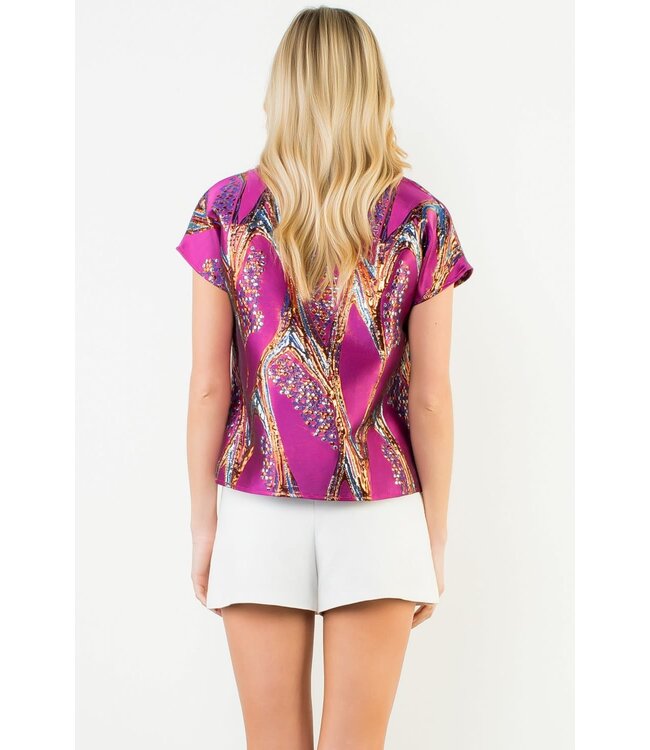 Ella Short Sleeve Vibrant Pattern Top