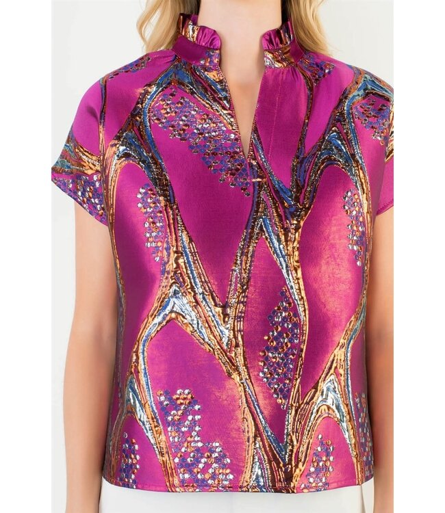 Ella Short Sleeve Vibrant Pattern Top