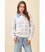 Chloe Striped Knit Drop Shoulder Ribbed Trim Pullover