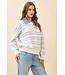 Chloe Striped Knit Drop Shoulder Ribbed Trim Pullover