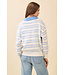 Chloe Striped Knit Drop Shoulder Ribbed Trim Pullover