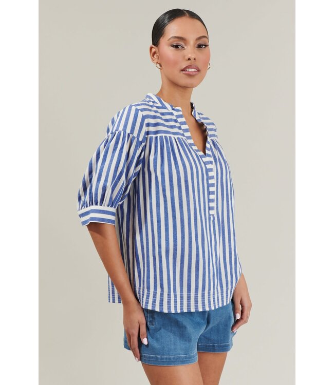 Catana Striped Split Neck Top