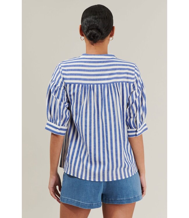 Catana Striped Split Neck Top