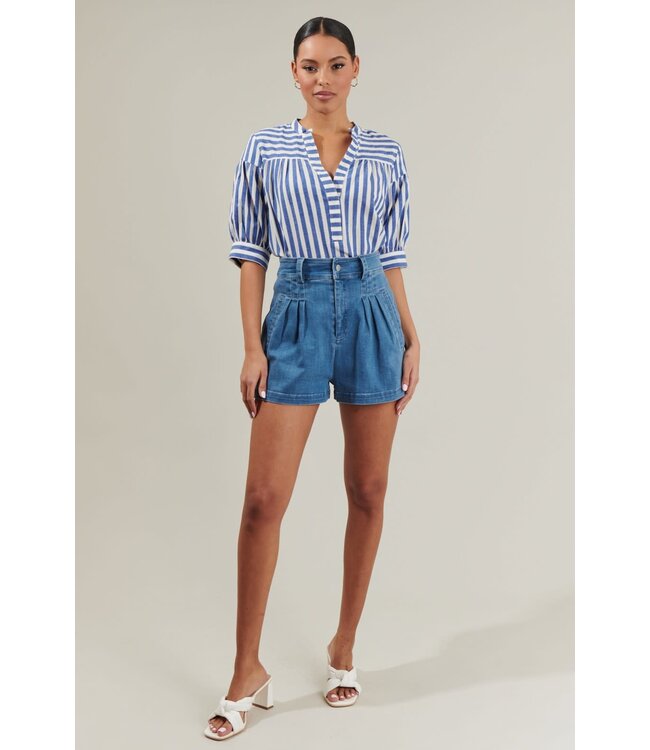 Catana Striped Split Neck Top