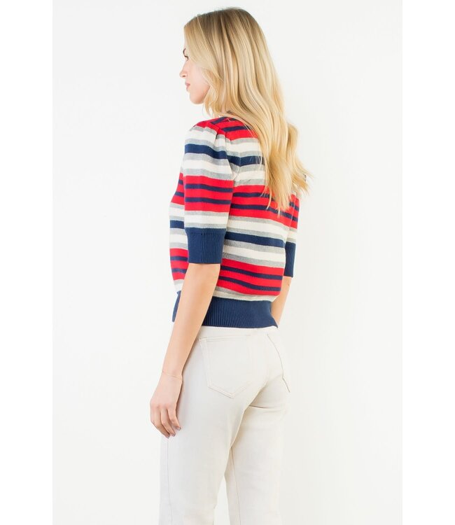 Charlene Short Sleeve Multi Color Knit Top