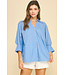 Elle V-Neck Collar Wide Cuff Shirt