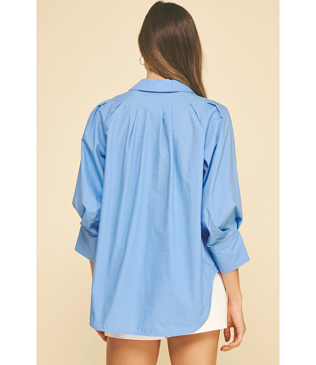 Elle V-Neck Collar Wide Cuff Shirt