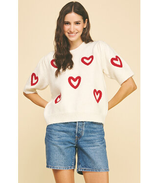 Daniella Heart Pattern Knit Sweater