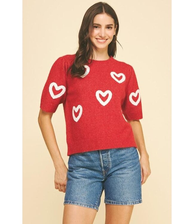 Daniella Heart Pattern Knit Sweater