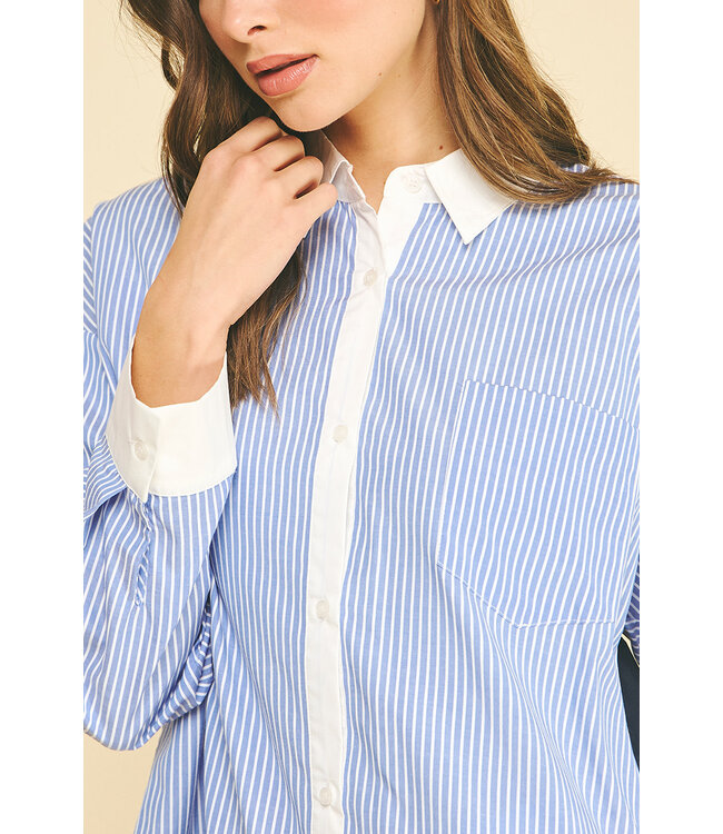 Rachel Contrast Striped Button Down Shirt