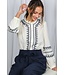 Sarah Ruffle Neck Button-Down Embroidered Blouse