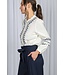 Sarah Ruffle Neck Button-Down Embroidered Blouse