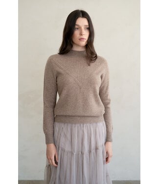Layne Semi High Neck Wool Front Cable Detailed Sweater