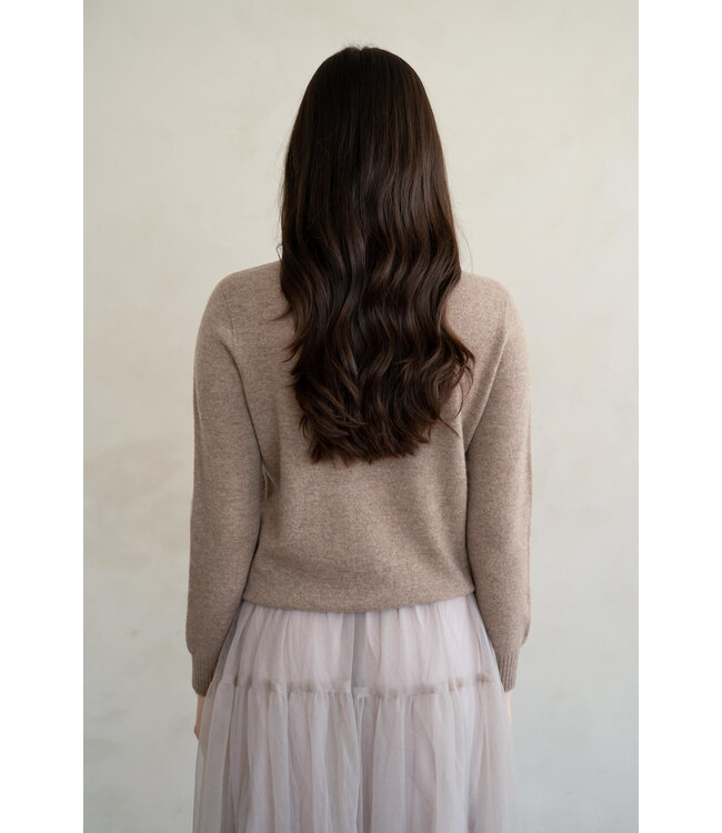 Layne Semi High Neck Wool Front Cable Detailed Sweater