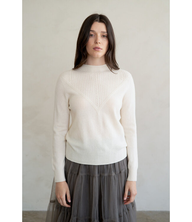 Layne Semi High Neck Wool Front Cable Detailed Sweater